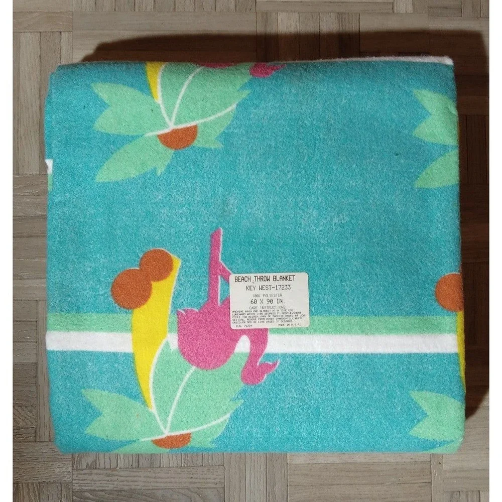Vintage Flamingo Beach Theme Key West Florida 60x90 Throw Blanket